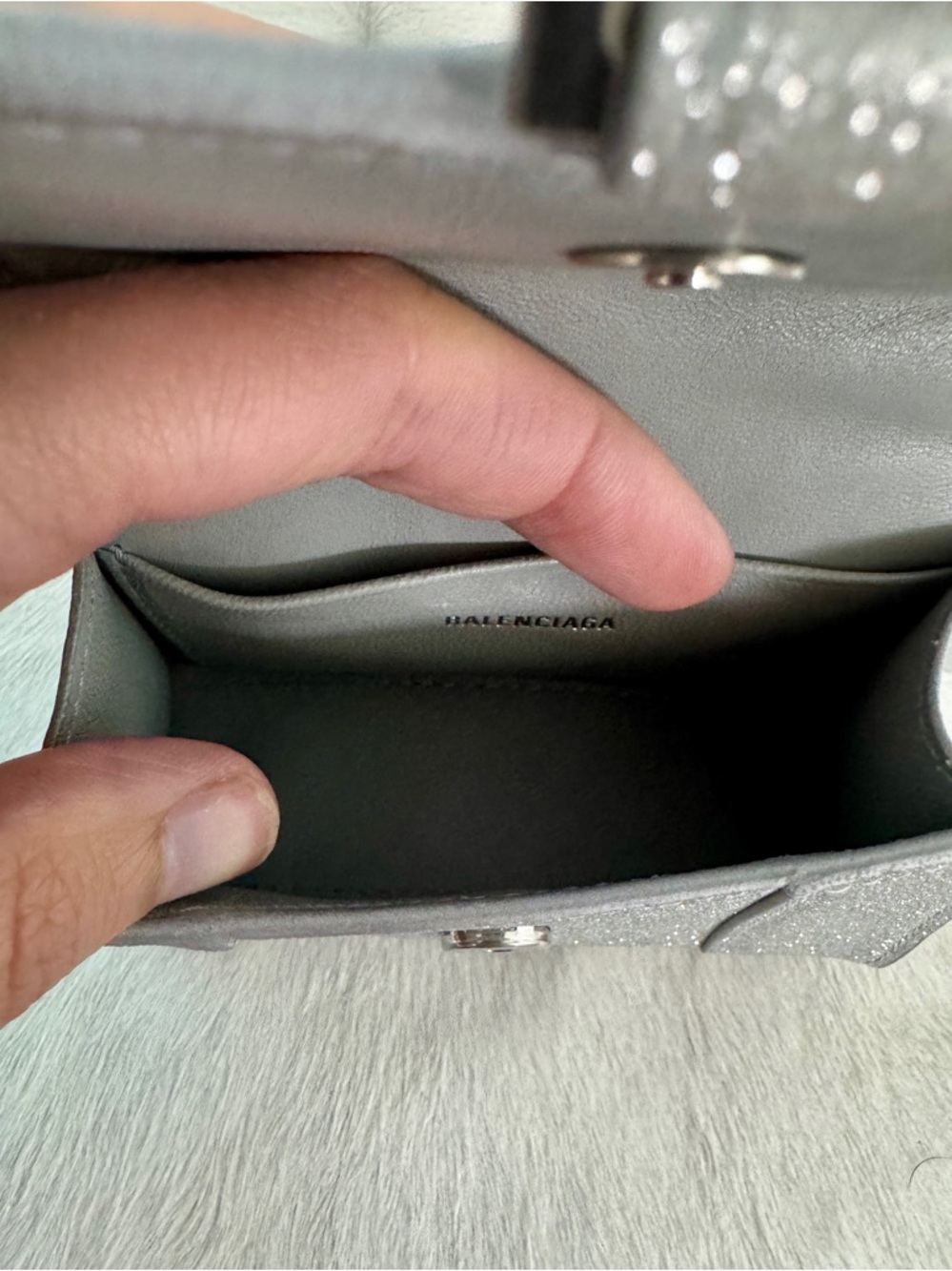 Balenciaga Silver Glitter Hourglass XS Nano Mini Bag - Picture 10 of 13